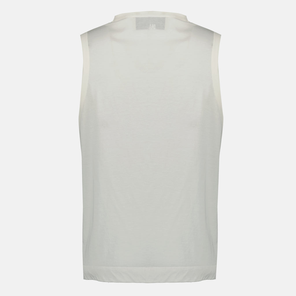 Image de l'article Débardeur blanc en coton de la marque Ami PARIS pour Homme - Saison Printemps-Été 2026 - Vue de Dos