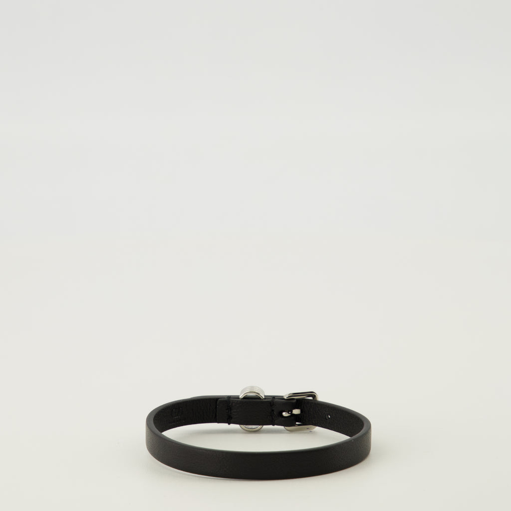 Image de l'article Bracelet Ovalette en cuir noir de la marque Valentino Garavani pour Homme - Saison Printemps-Été 2026 - Vue de Dos