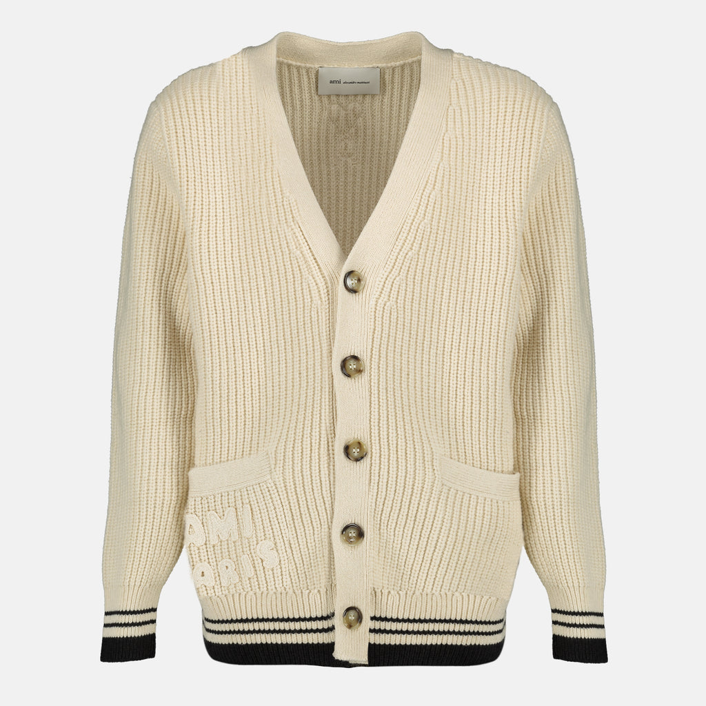 Image de l'article Cardigan AMI Paris beige de la marque Ami PARIS pour Unisex - Saison Printemps-Été 2026 - Vue de Face