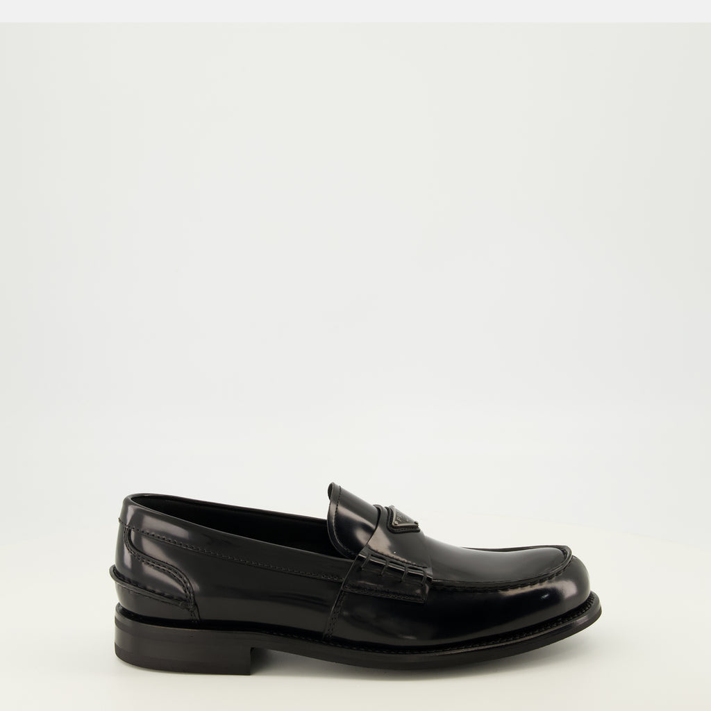 Mocassins Mocassins noir en cuir brossé Prada Noir Homme