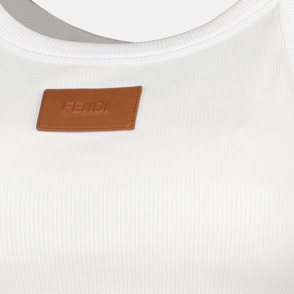 Tops Canotta in Cotone Bianco Fendi Blanc Femme