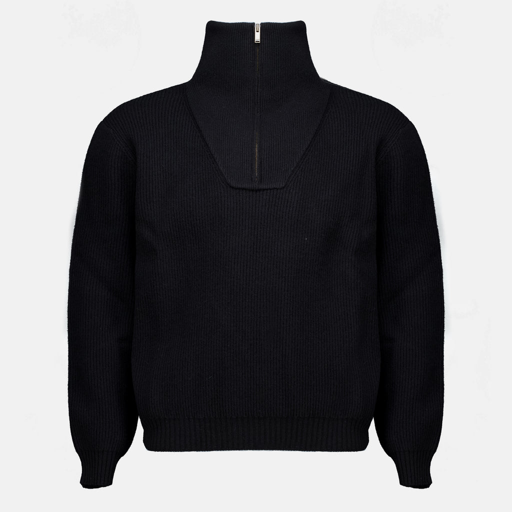Maille Pull 1/4 zip en laine noir Saint Laurent Noir Homme