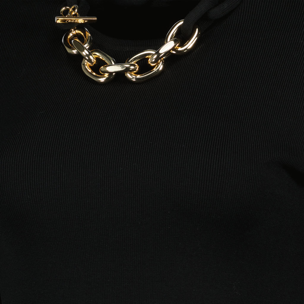 T-shirt Maglione in Lana con Catena a Maglie Rabanne Nero Femme