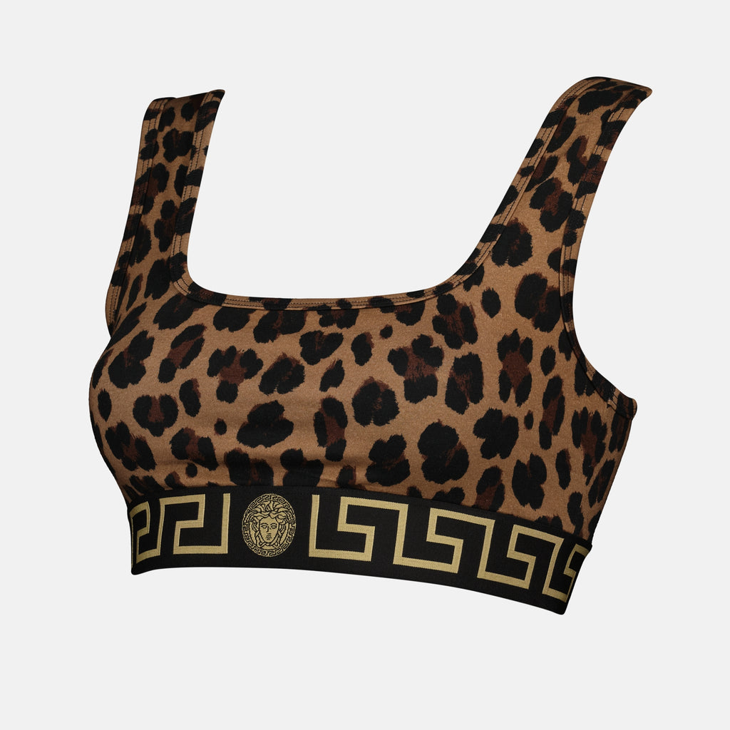 Tops Brassière Greca leopard Versace Marron Femme
