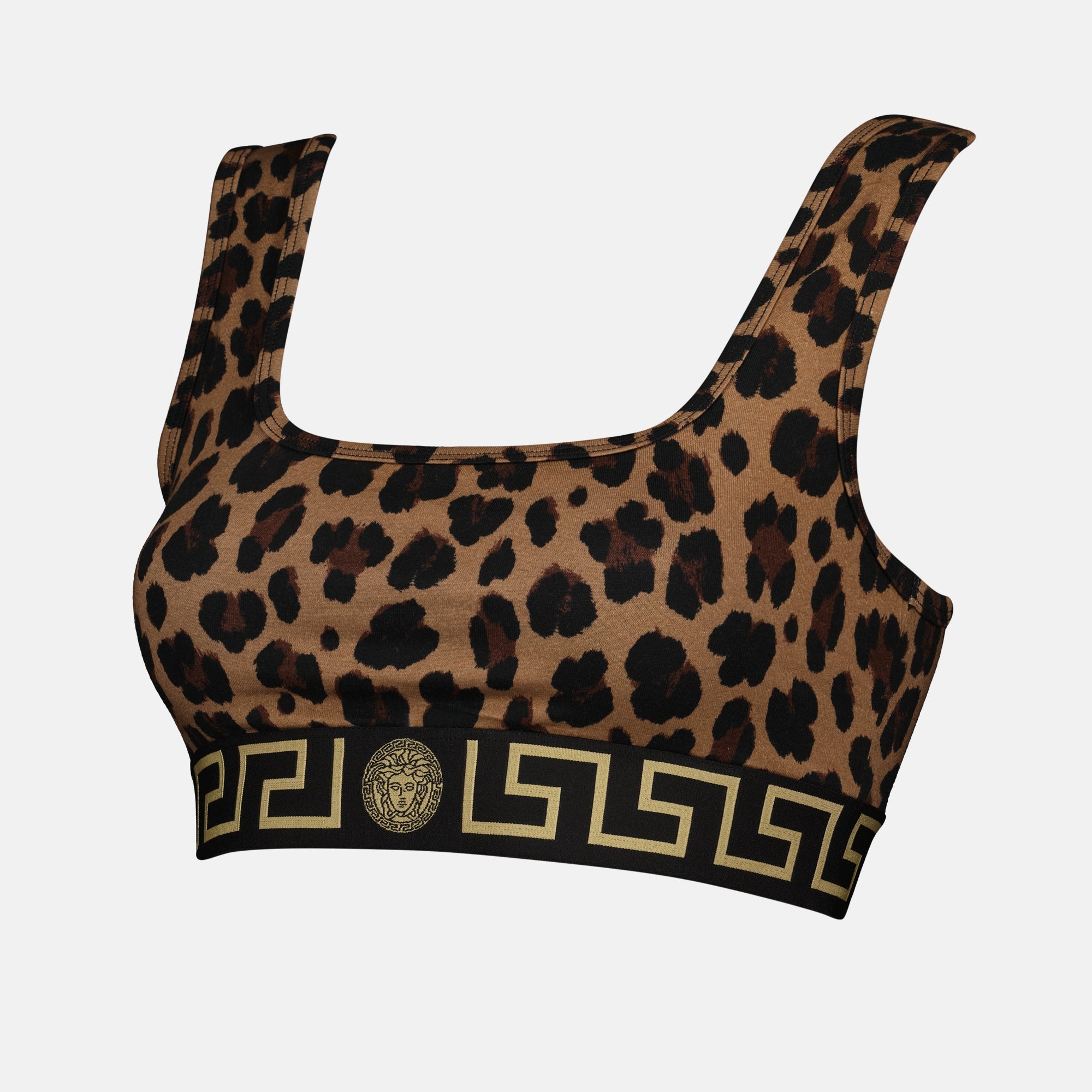 Tops Brassière Greca leopard Versace Marron Femme