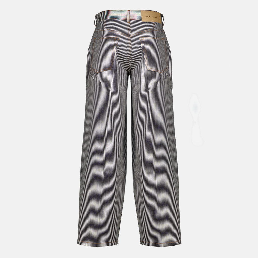Pantalons Jeans Balloon a Righe Ami PARIS Gris Femme