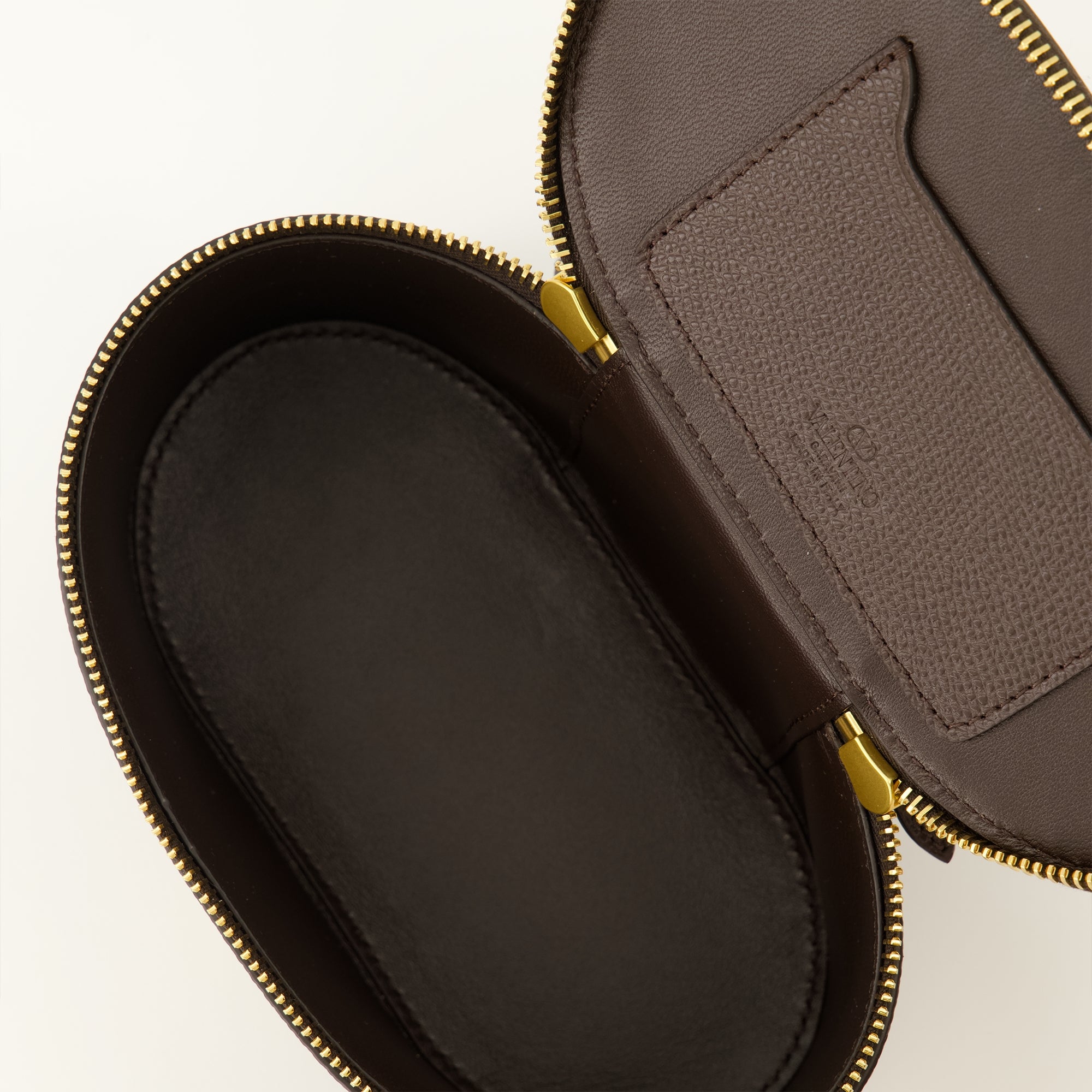 Pochettes Brown Leather Vanity Case Mini Bag Valentino Garavani Marron Femme