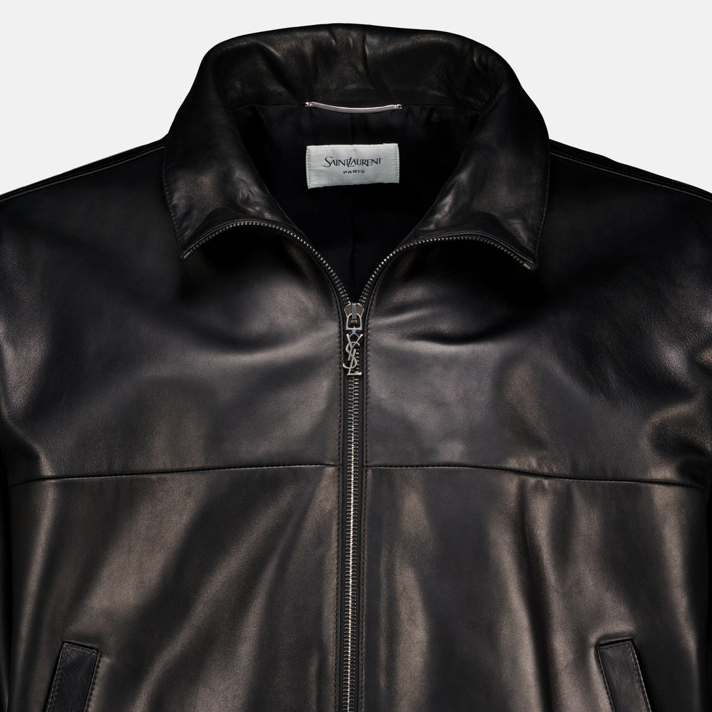 Manteaux Cassandre Leather Jacket Saint Laurent Noir Homme