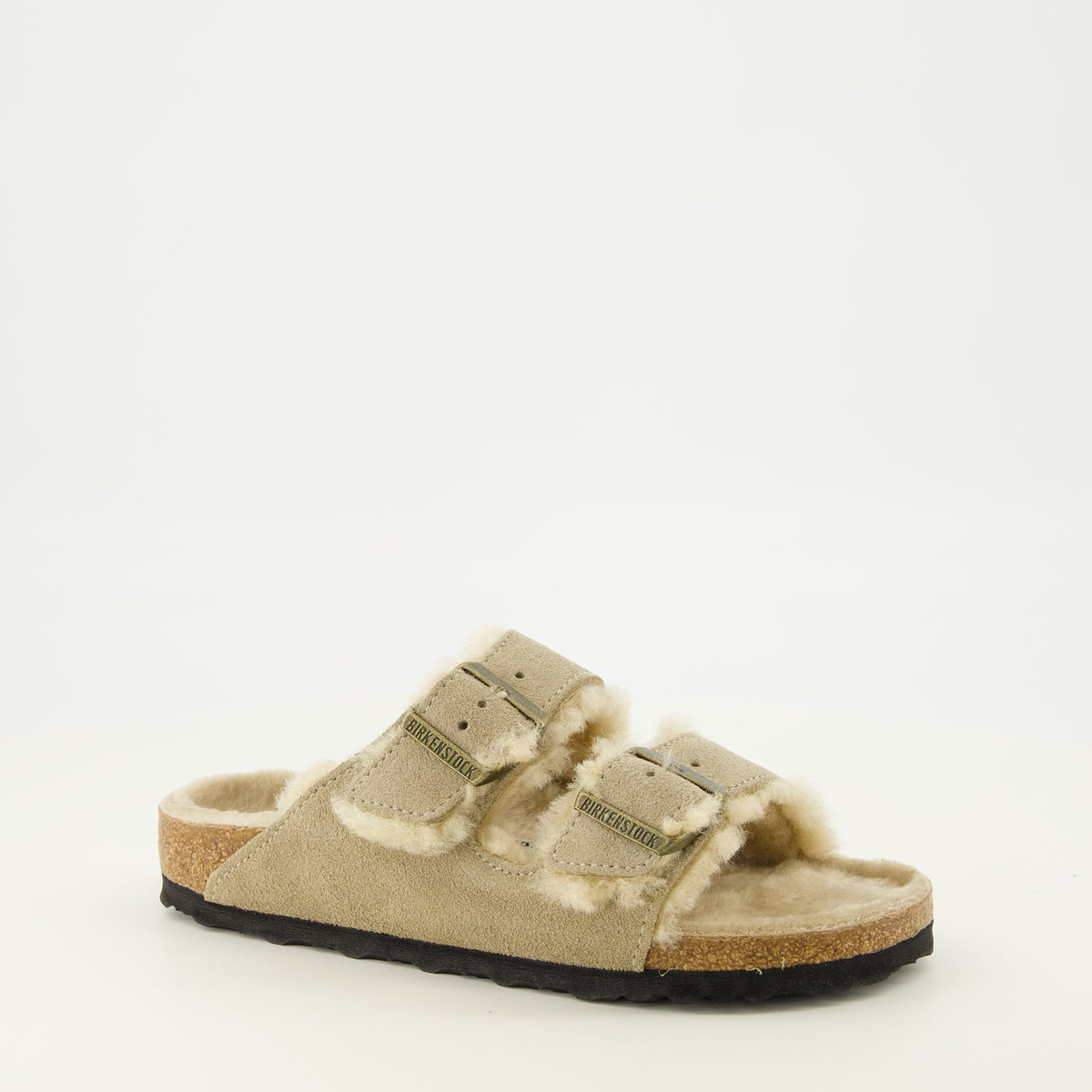 Chaussures ouvertes Sandales Arizona à fourrure beige Birkenstock Beige Unisexe