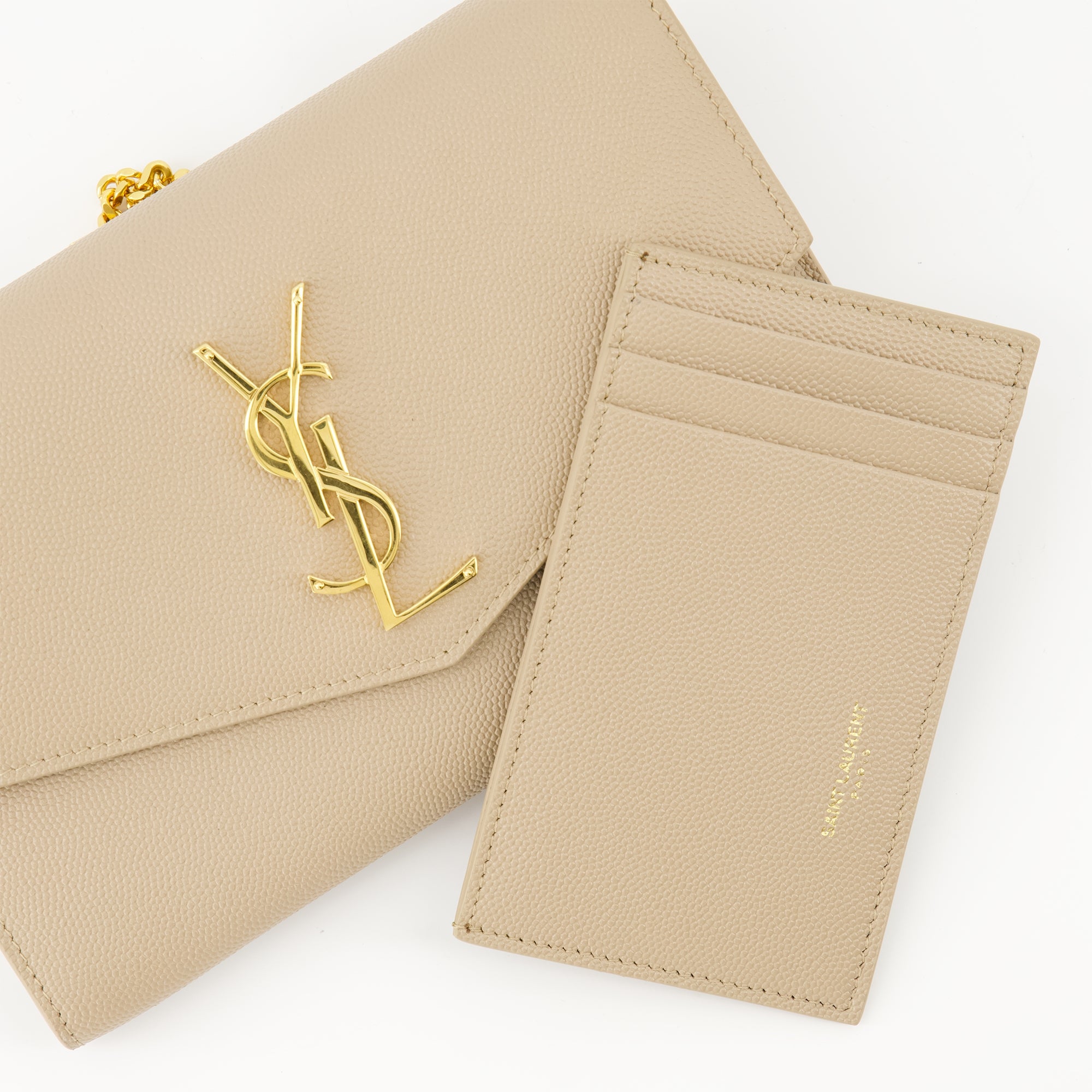 Bolsos bandolera Pochette Uptown con Cadena Saint Laurent Beige Femme