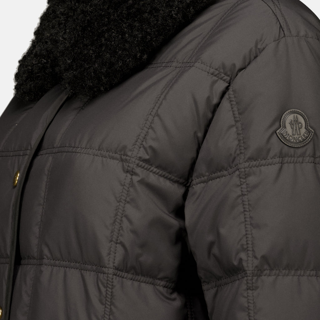 Manteaux Giacca in piuma nera con cintura Moncler Noir Femme