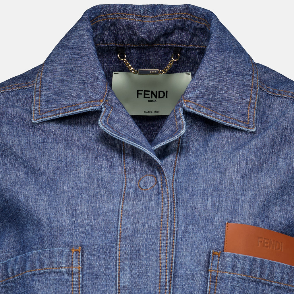 Vestes Blaue Denimjacke Fendi Bleu Femme