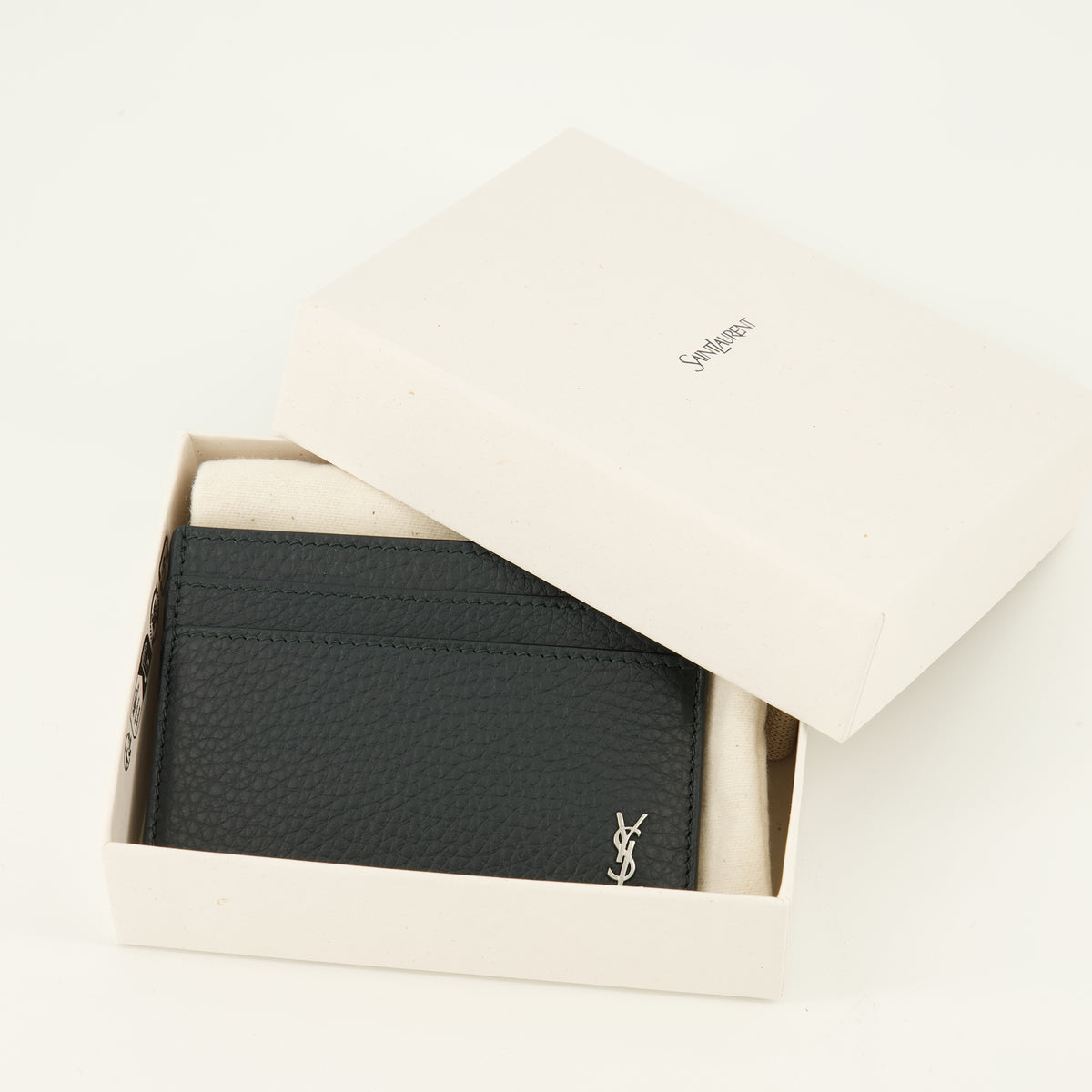 Petite maroquinerie Porte-cartes Tiny cassandre vert foncé Saint Laurent Noir Homme