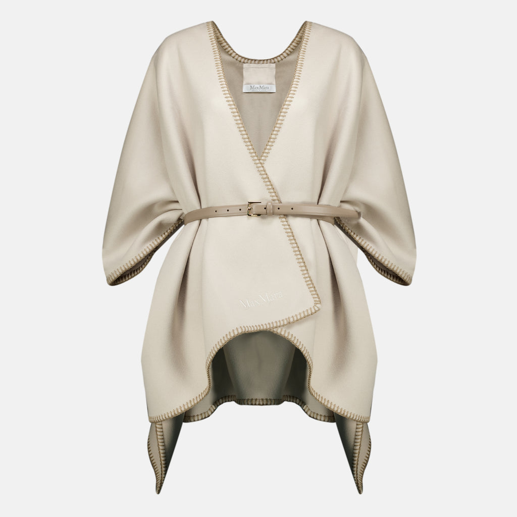 Vestes Capa de lã beige com cinto Max Mara Beige Femme