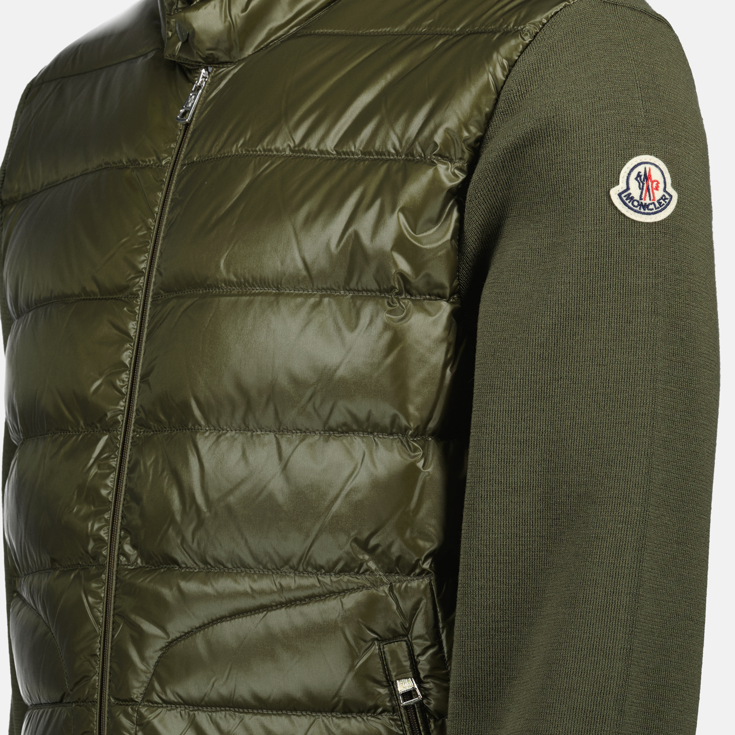 Vestes Veste bi-matière matelassée Moncler Kaki Homme