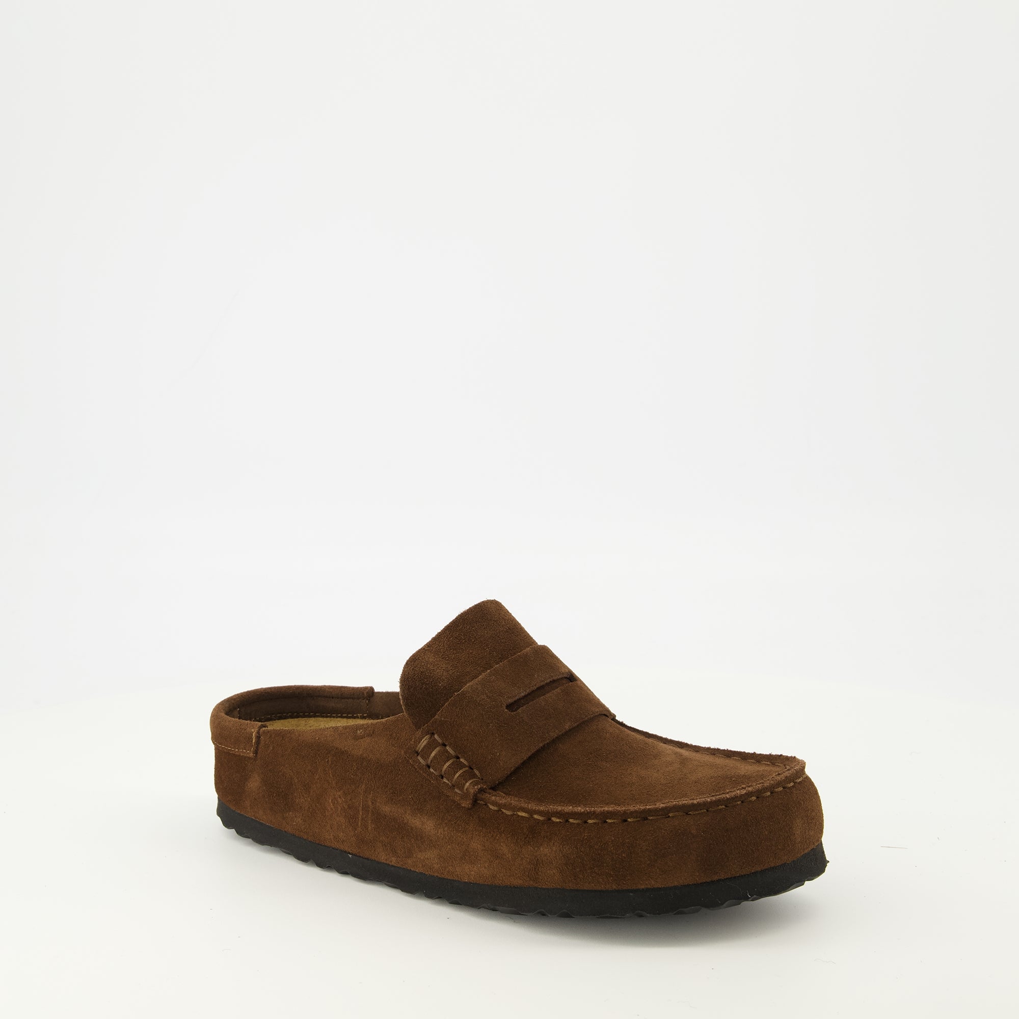 Image de l'article Mules Naples marron de la marque Birkenstock pour Unisex - Saison Printemps-Été 2026 - Vue trois quarts avant droite