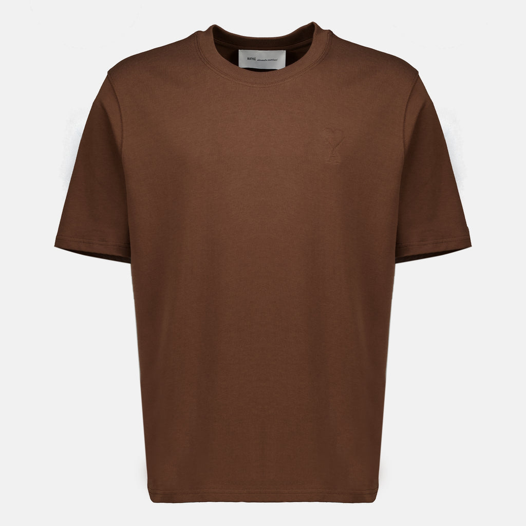 T-shirts Braunes Baumwoll-T-Shirt Ami PARIS Marron Unisexe