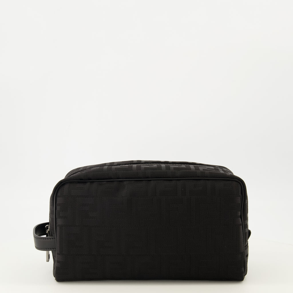 Pochettes Medium FF Schwarze Nylon Kulturbeutel Fendi Noir Homme
