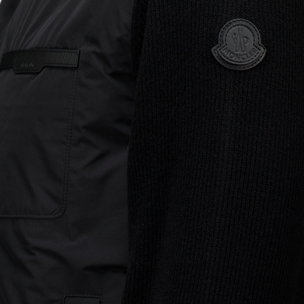Maille Cardigan zippé en laine et cachemire noir Moncler Noir Homme