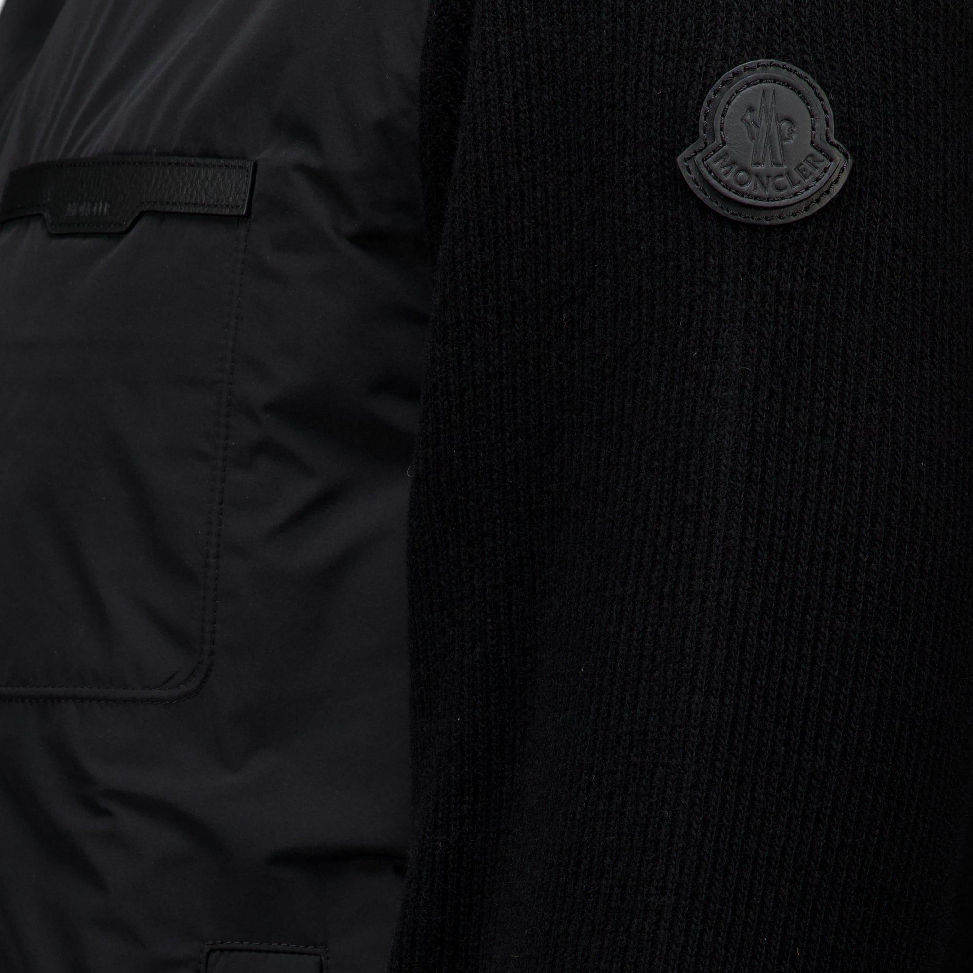 Maille Cardigan con Zip in Lana e Cachemire Nero Moncler Noir Homme