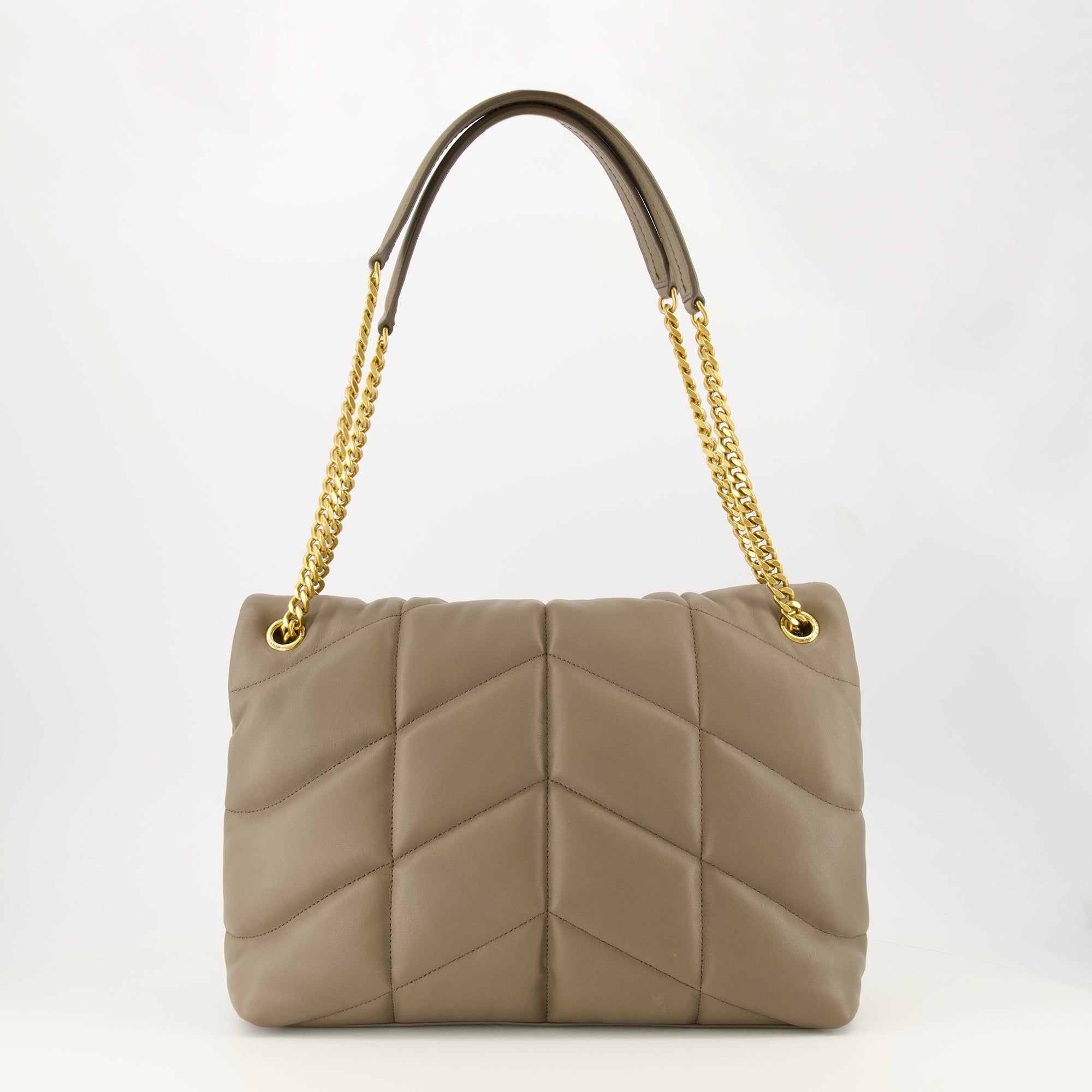 Image de l'article Sac Puffer medium gris de la marque Saint Laurent pour Femme - Saison Printemps-Été 2026 - Vue de Dos