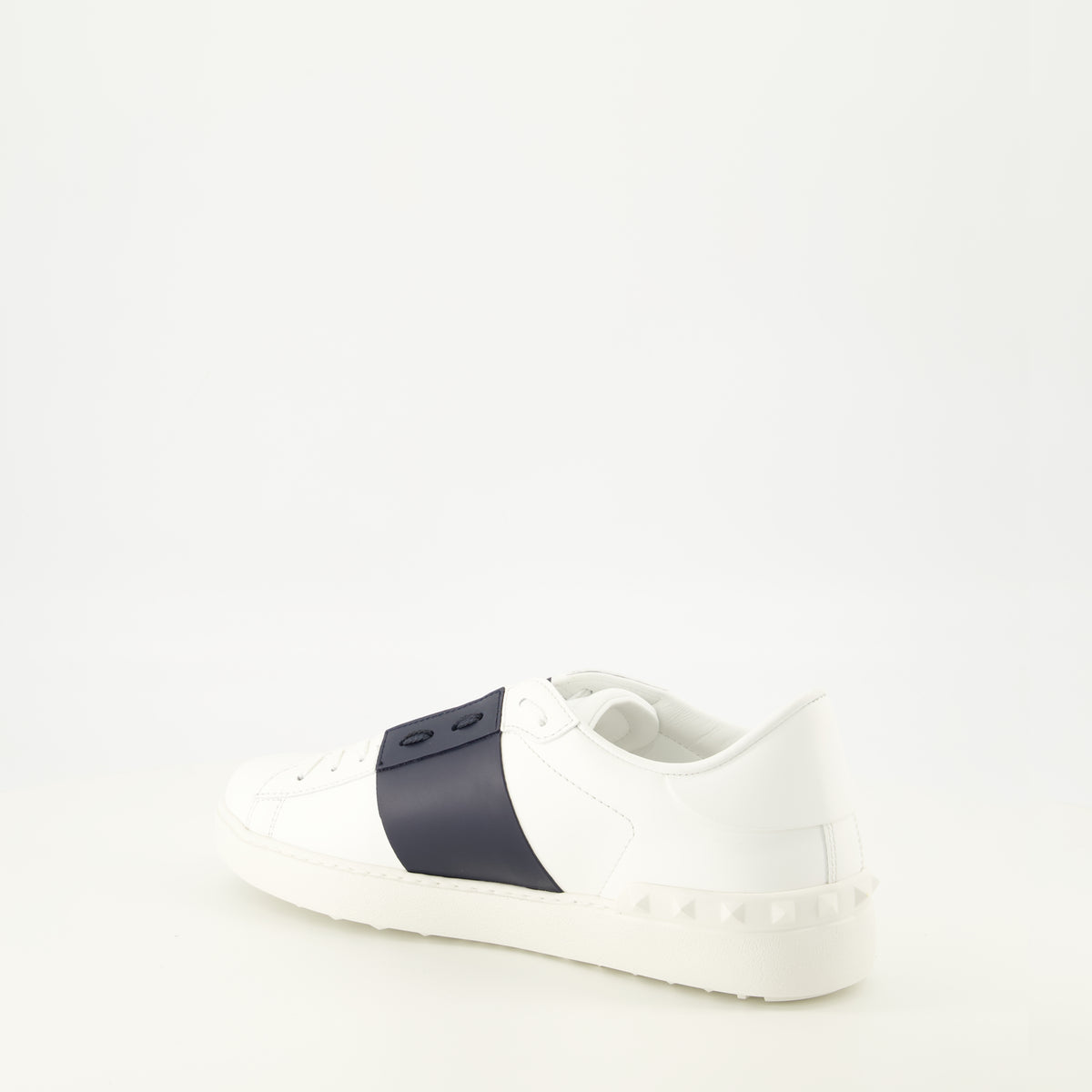 Baskets White and Navy Blue Open Sneakers Valentino Garavani Blanc Homme