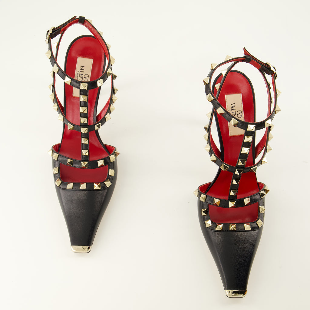Escarpins Escarpins Rockstud en cuir noir Valentino Garavani Noir Femme