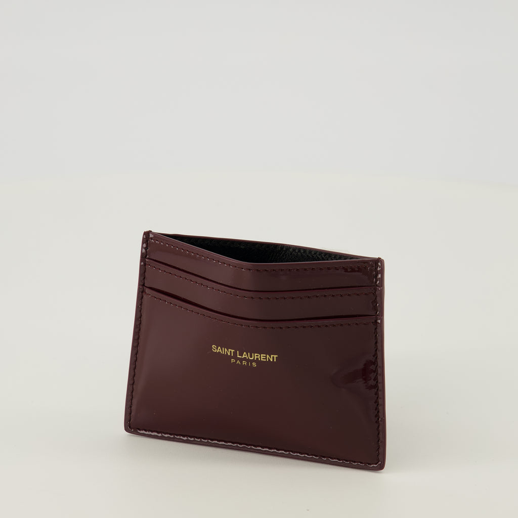 Image de l'article Porte-cartes en cuir verni bordeaux de la marque Saint Laurent pour Femme - Saison Printemps-Été 2026 - Vue détaillée_2