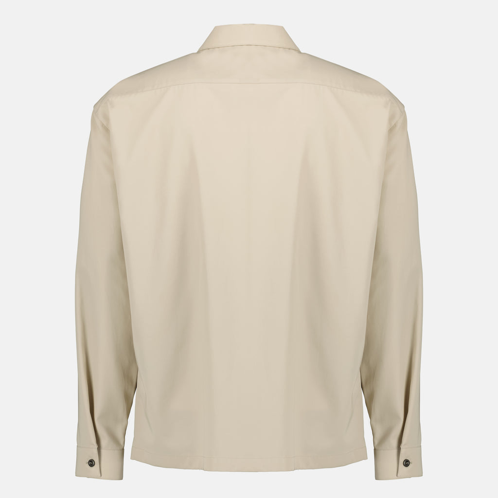 Immagine della giacca camicia in cotone beige con zip di Prada per Uomo - Stagione Primavera-Estate 2026 - Vista Posteriore