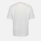 T-shirt T-shirt FF en coton éponge Fendi Bianco Homme