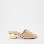Chaussures ouvertes Sandales à talons en cuir Fendi Beige Femme