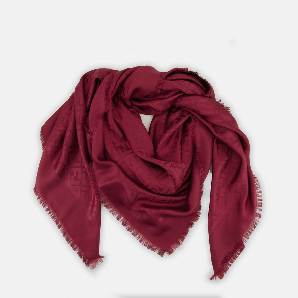 Écharpes, foulards et gants Châle FF en soie et laine rouge Fendi Rouge Femme