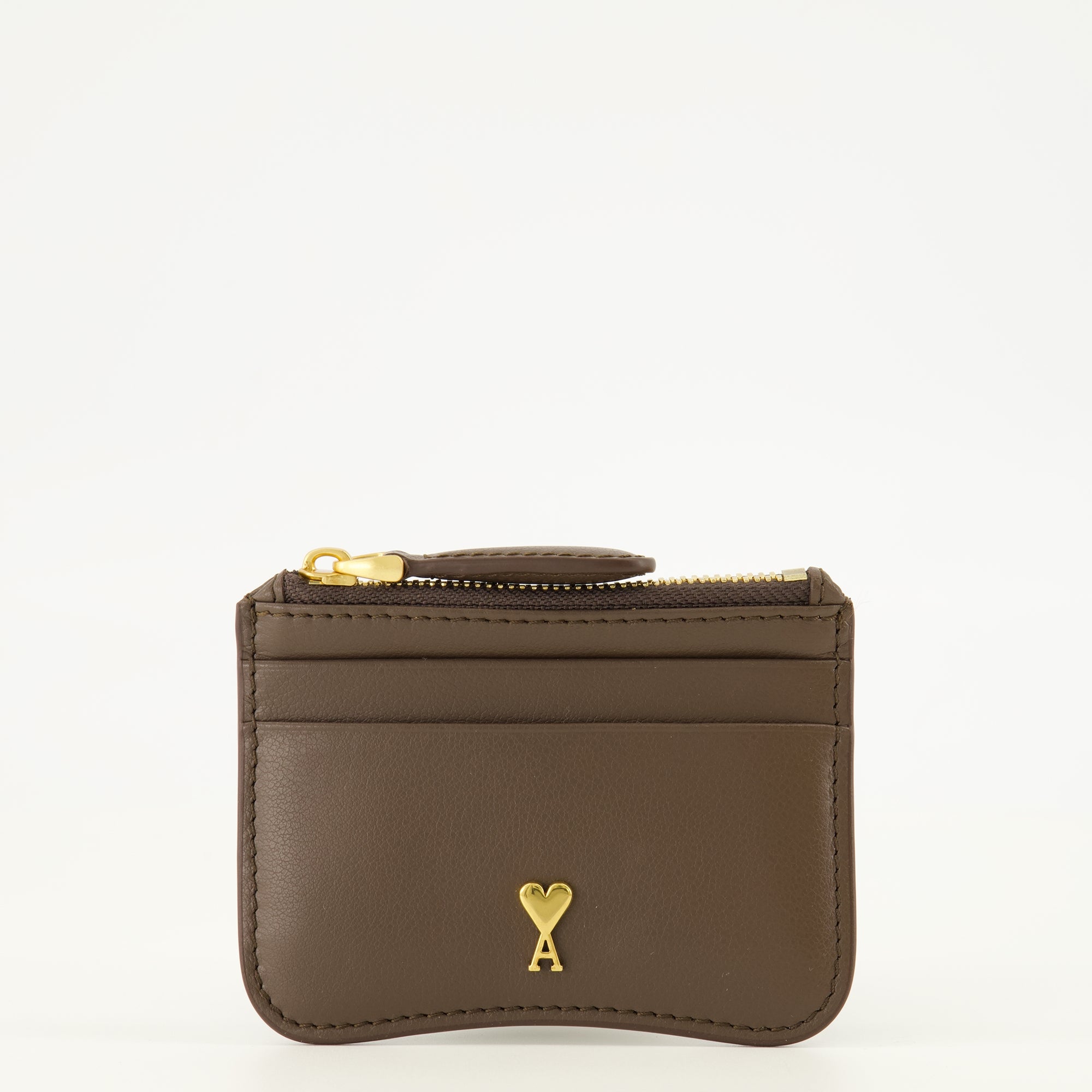Petite maroquinerie Porte-cartes zippé Paris Paris en cuir marron Ami PARIS Marron Unisexe