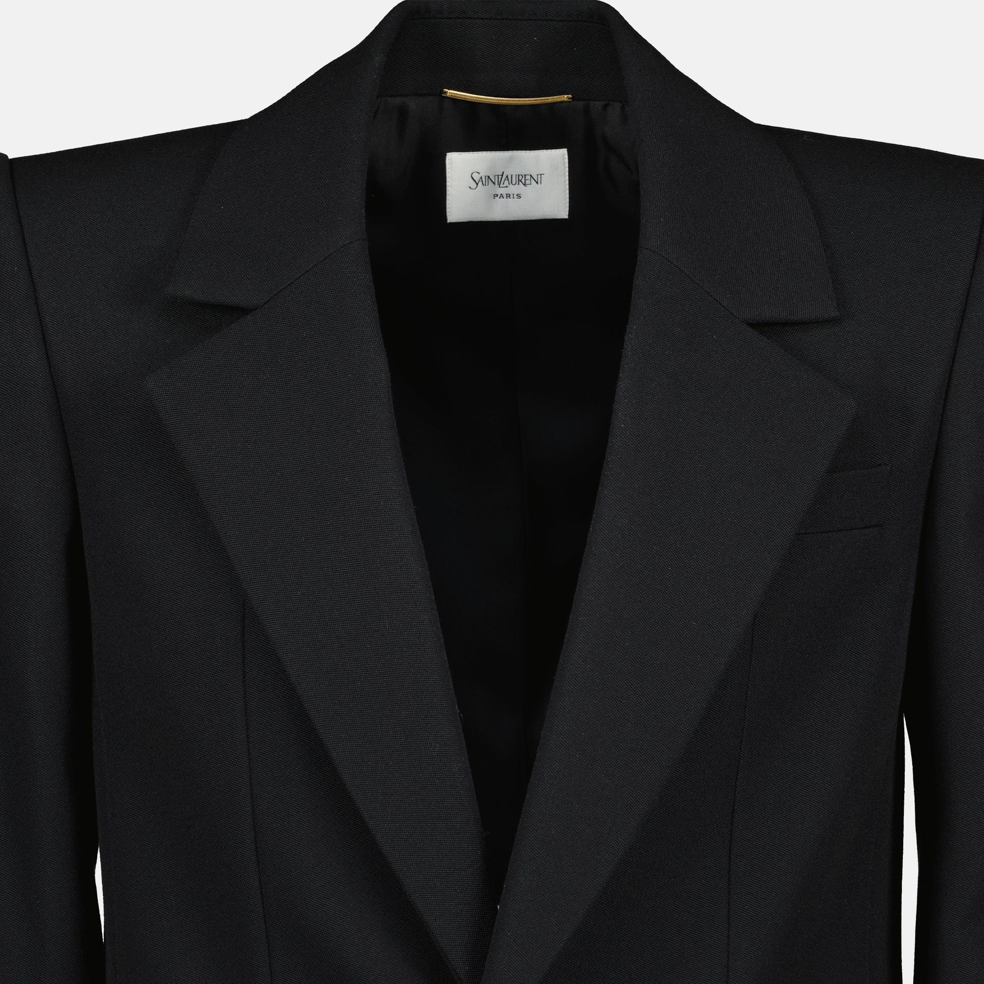 Imagen del blazer negro de lana de Saint Laurent para hombre - Temporada Otoño-Invierno 2025 - Vista Detallada_1