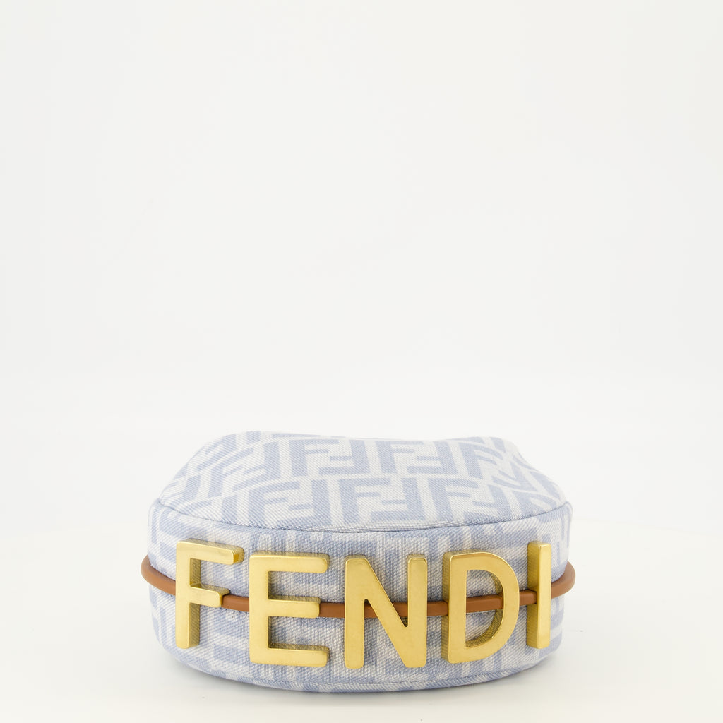 Sacs à main et épaule Borsa Fendigraphy Mini Denim FF Blu Fendi Bleu Femme