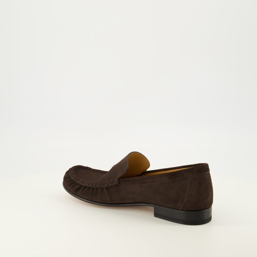 Mocassins Mocassini Maurice in Suede Marrone Scuro Dior Marron Homme