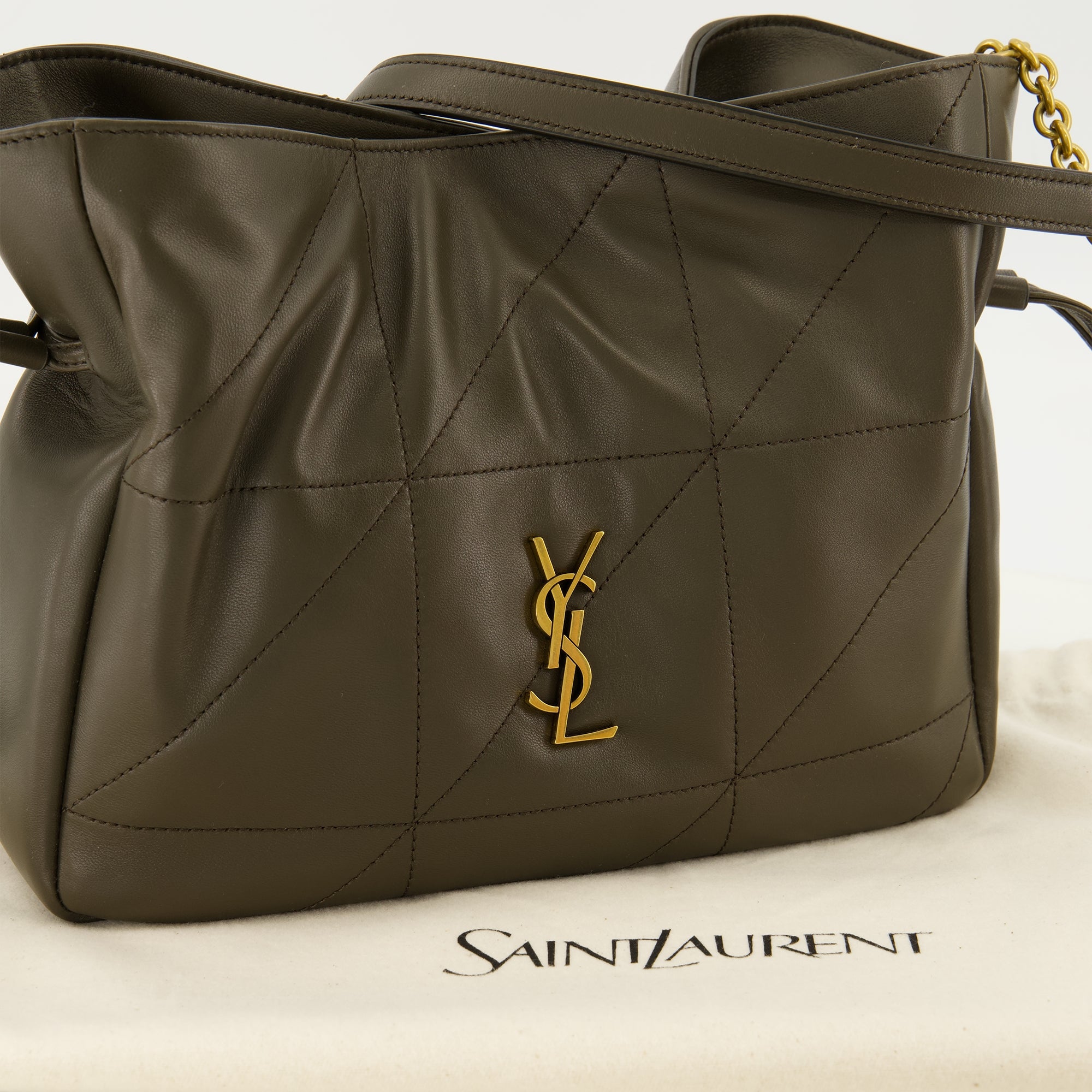 Sacs seau Sac Jamie shoulder pouch en cuir kaki Saint Laurent Kaki Femme