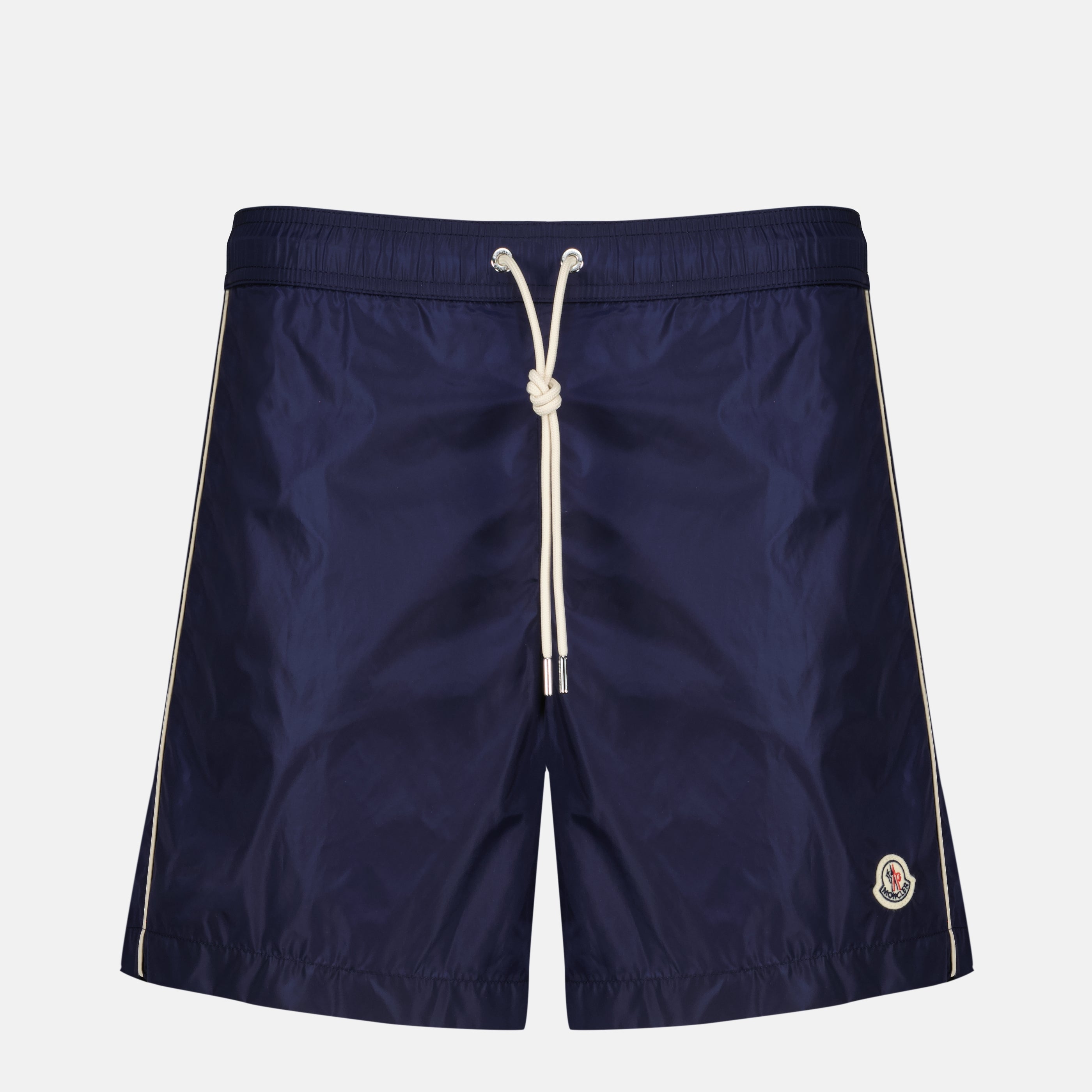 Image de l'article Short de bain liseré bleu marine en nylon de la marque Moncler pour Homme - Saison Printemps-Été 2026 - Vue de Face