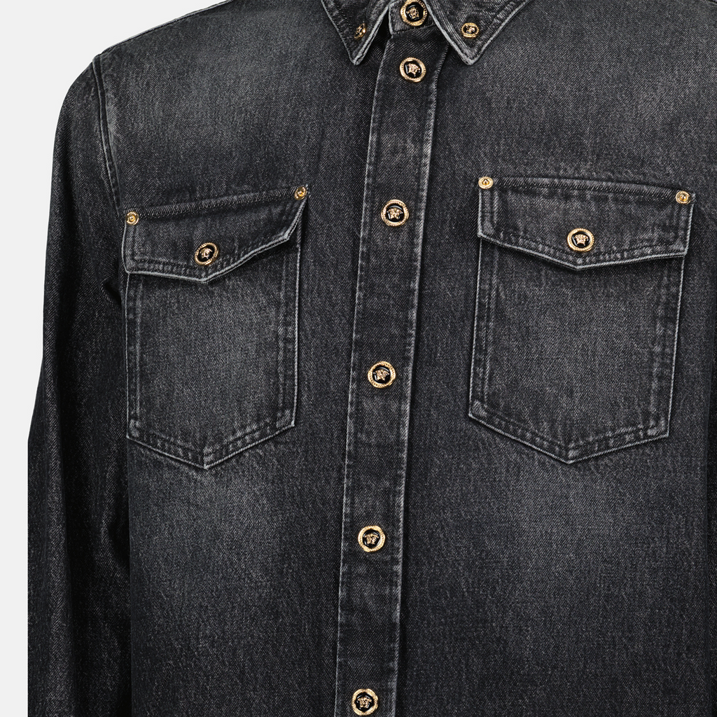 Camisas Camisa de Denim Versace Preto Homme