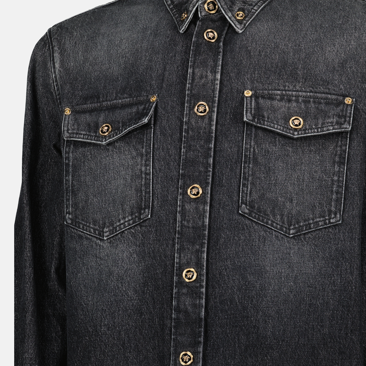 Camisas Camisa de Denim Versace Preto Homme