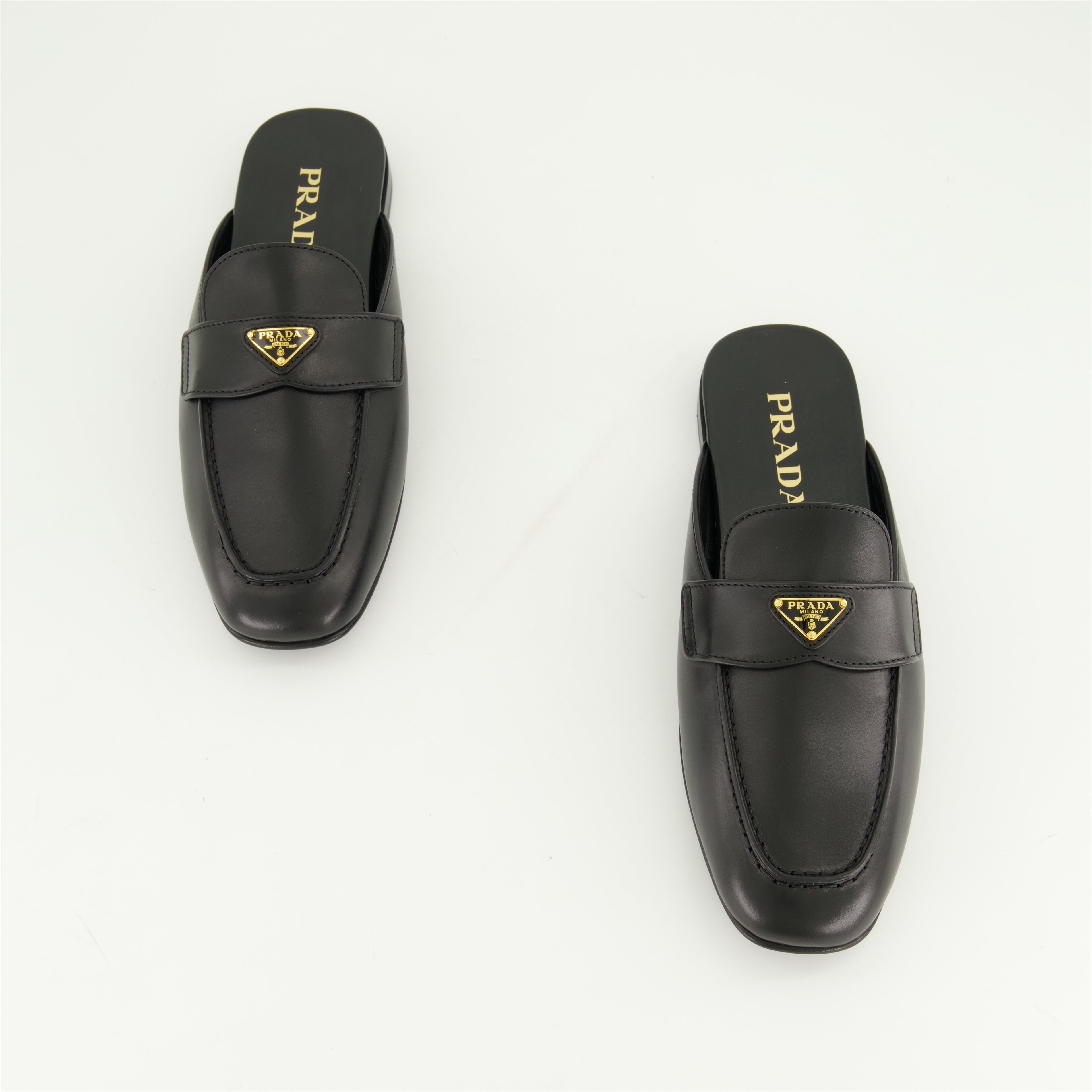 Chaussures ouvertes Mules en cuir Prada Noir Femme