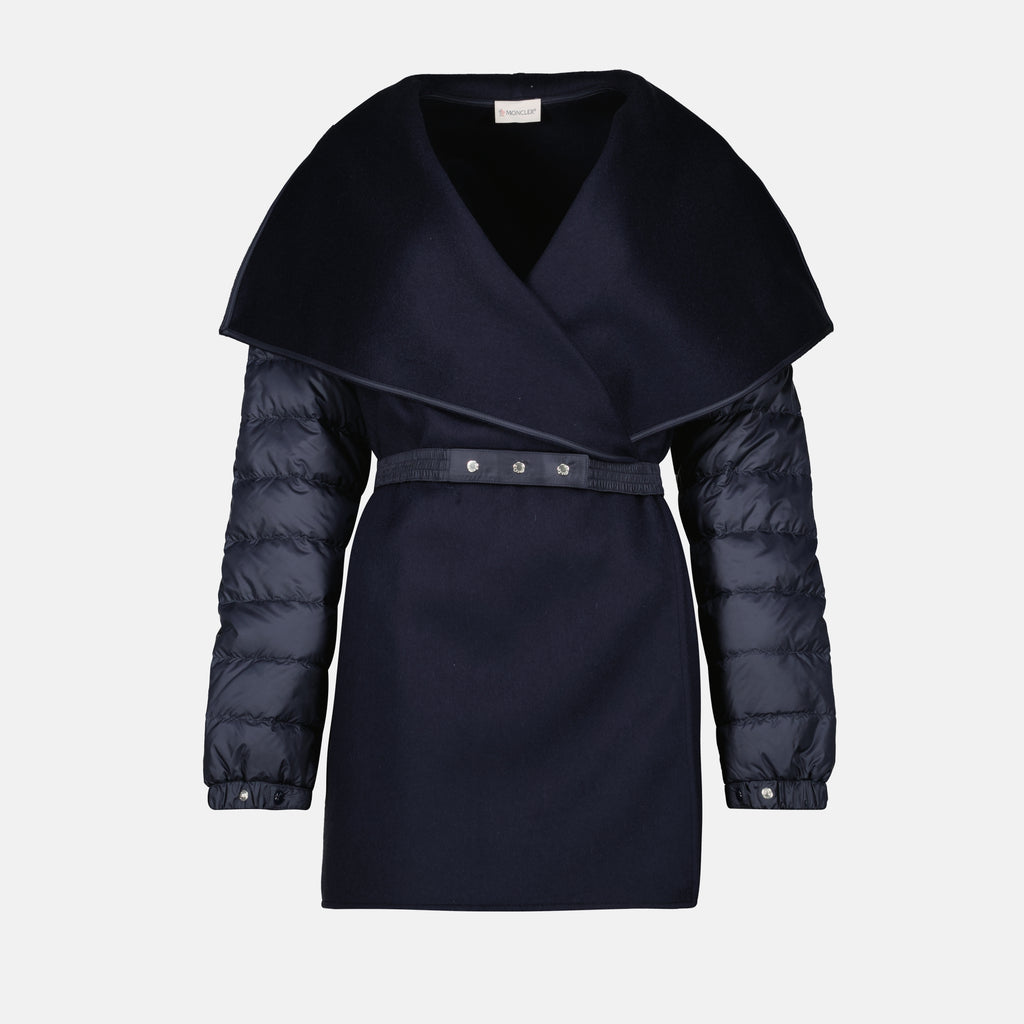 Vestes Cape en laine matelassée Moncler Bleu foncé Femme