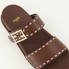 Chaussures ouvertes Fendi Feel Braune Leder Sandalen Fendi Marron Femme