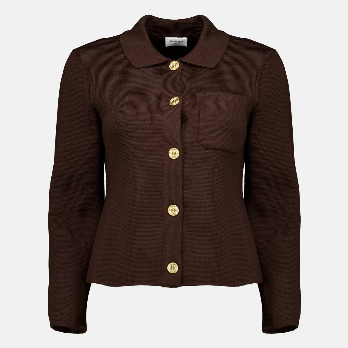 Vestes Cardigan en laine marron Saint Laurent Marron Femme