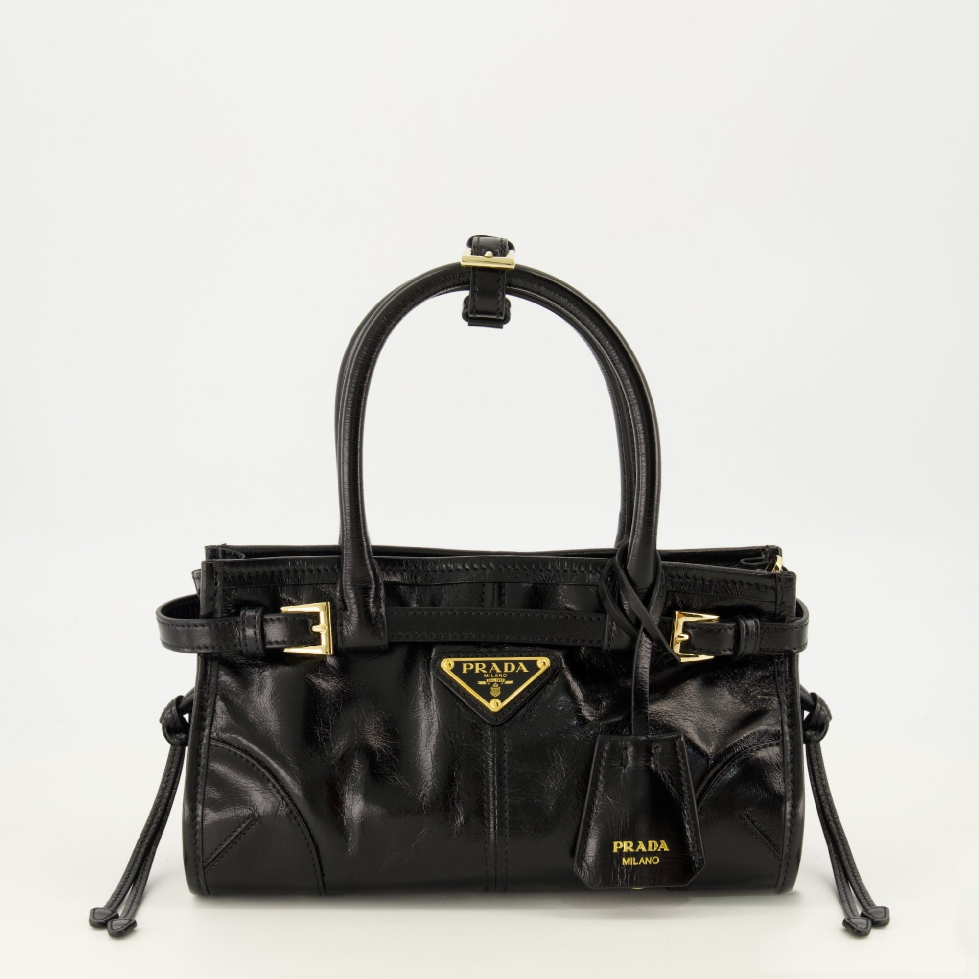 Sacs à main et épaule Mini Bonnie Leather Bag in Black Prada Noir Femme