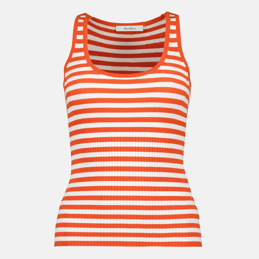 Imagem do artigo Top canelado às riscas brancas e vermelhas da marca Max Mara para Senhora - Temporada Primavera-Verão 2026 - Vista Frontal