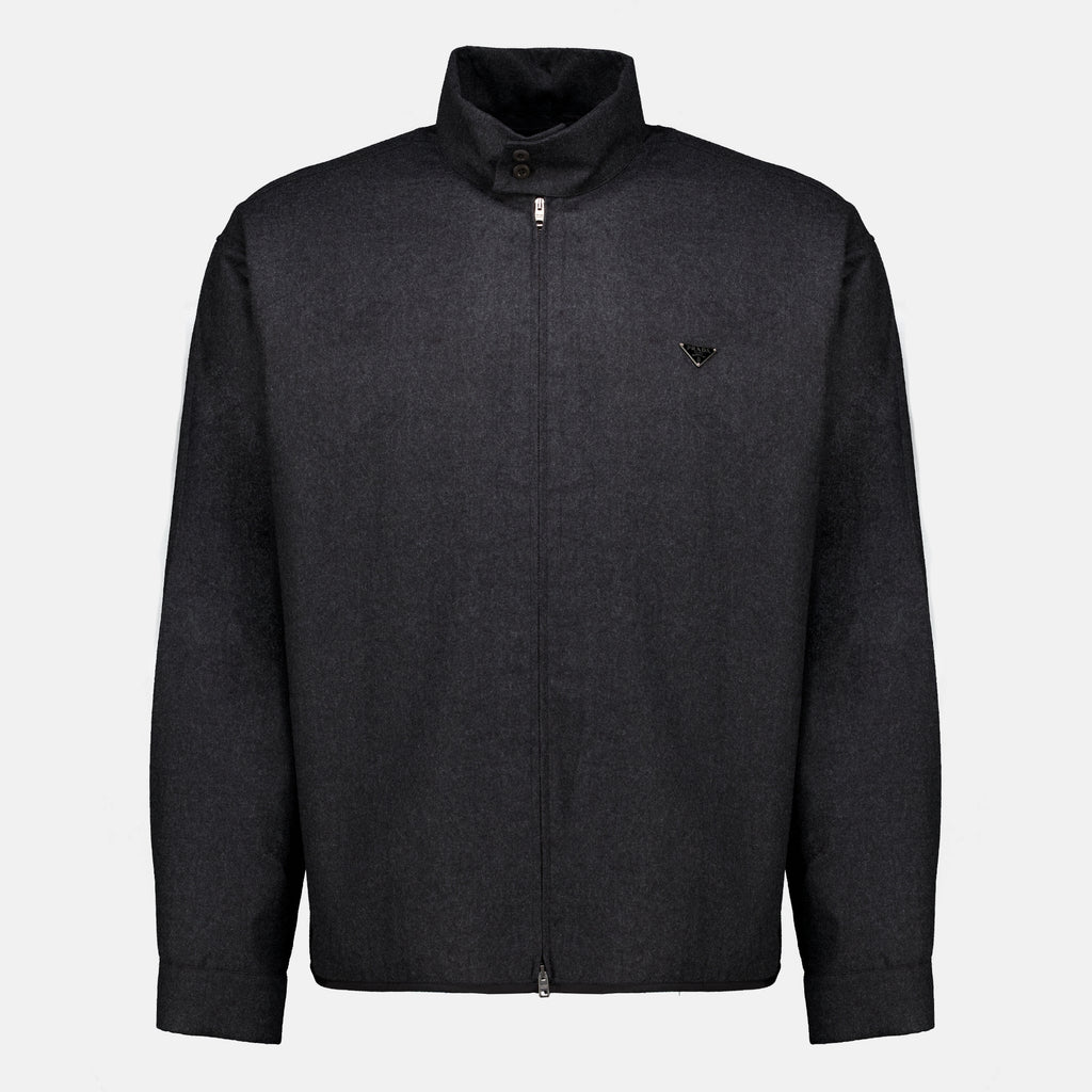 Chemises Wool Zip Jacket Prada Gris Homme
