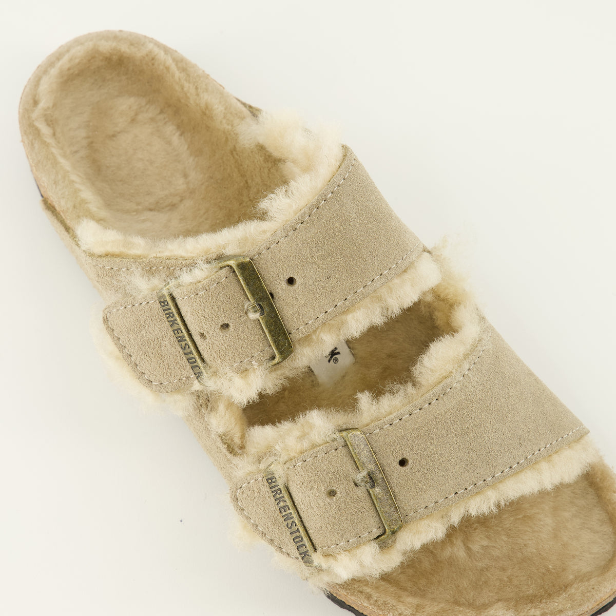 Chaussures ouvertes Sandales Arizona à fourrure beige Birkenstock Beige Unisexe