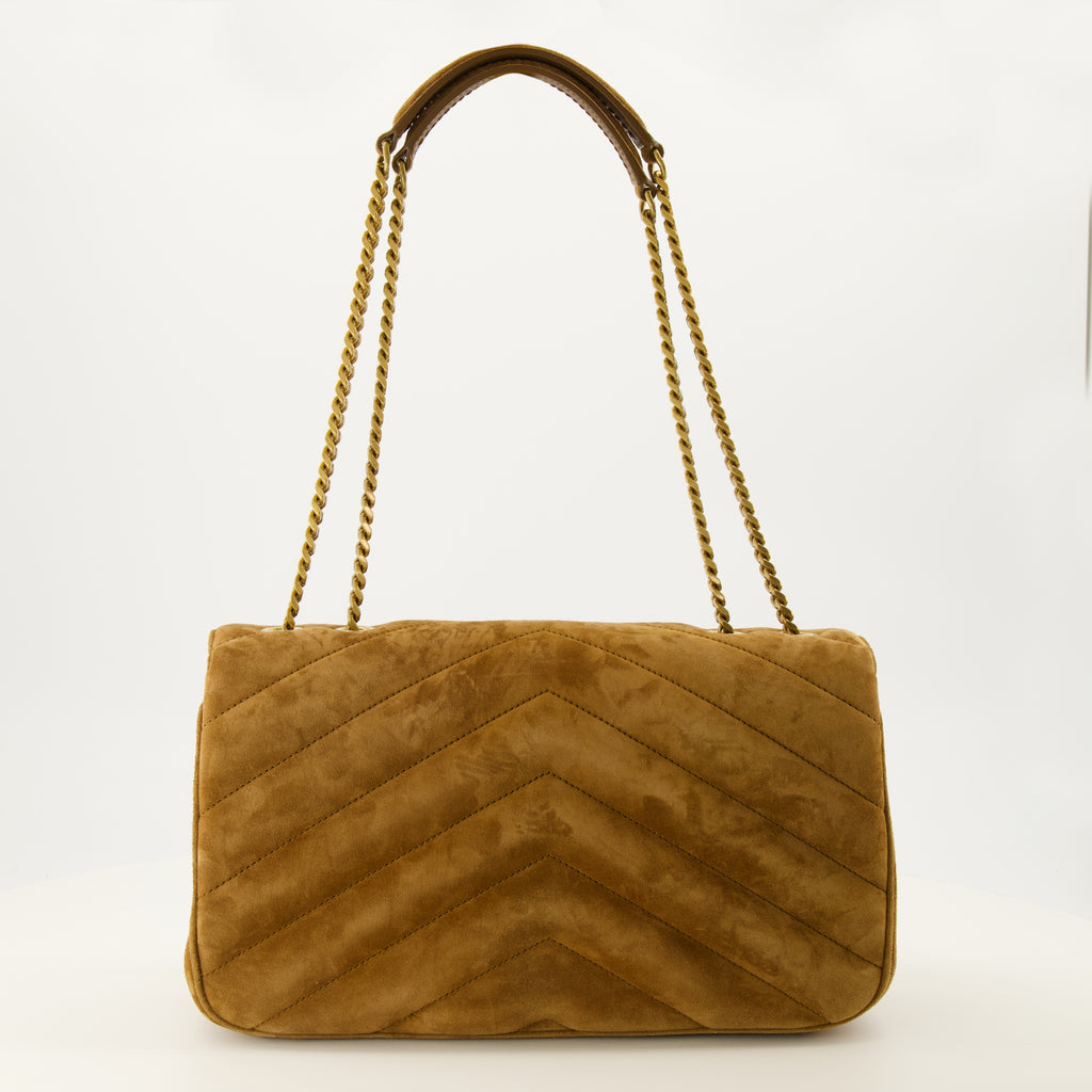 Sacs à main et épaule Bolsa Medium Loulou em Camurça Castanha Saint Laurent Marron Femme