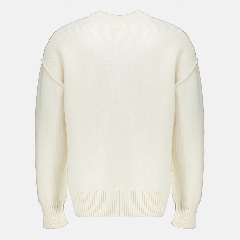 Maille Cardigan de Lã Branco AMI Coração Ami PARIS Blanc Unisexe